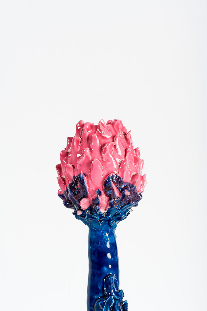 Candleholder Artichoke I (pink and blue)