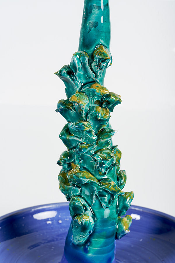 Candleholder Artichoke (green, coral and blue)
