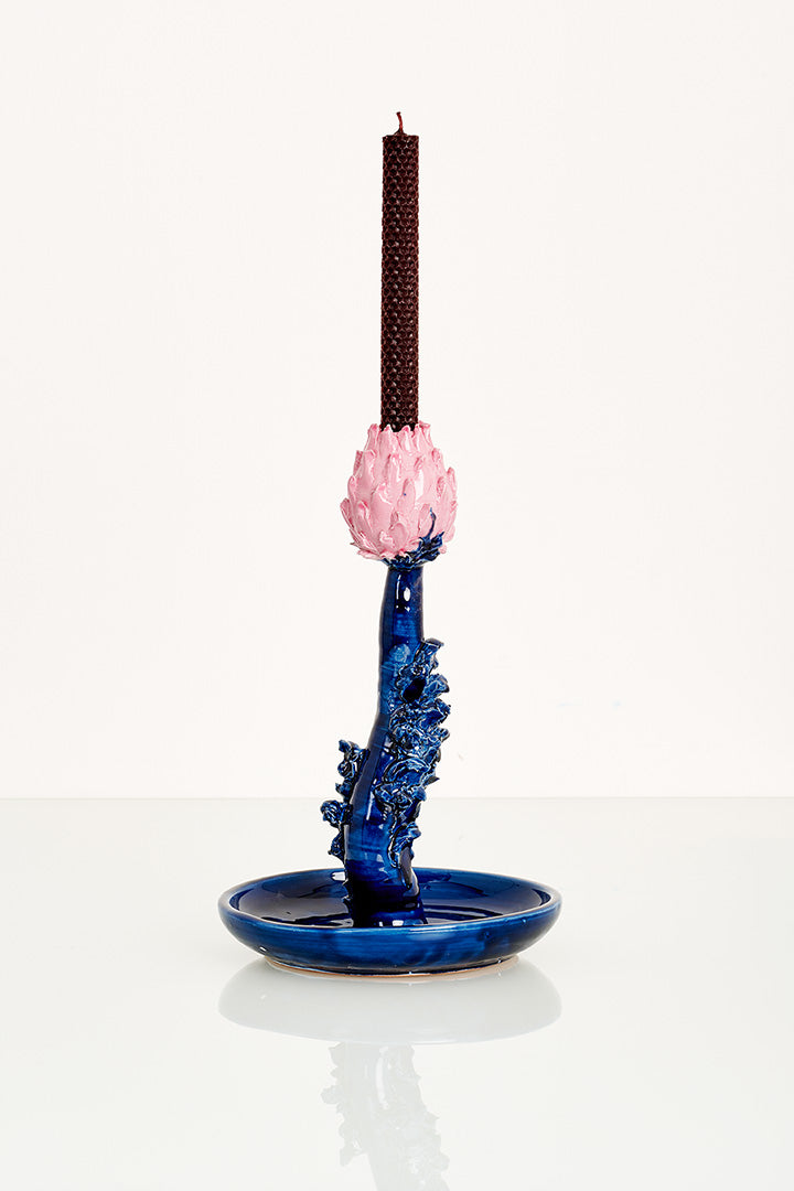 Candleholder Artichoke (pink and blue)