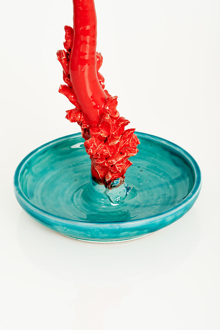 Candleholder Artichoke (blue, coral and green)
