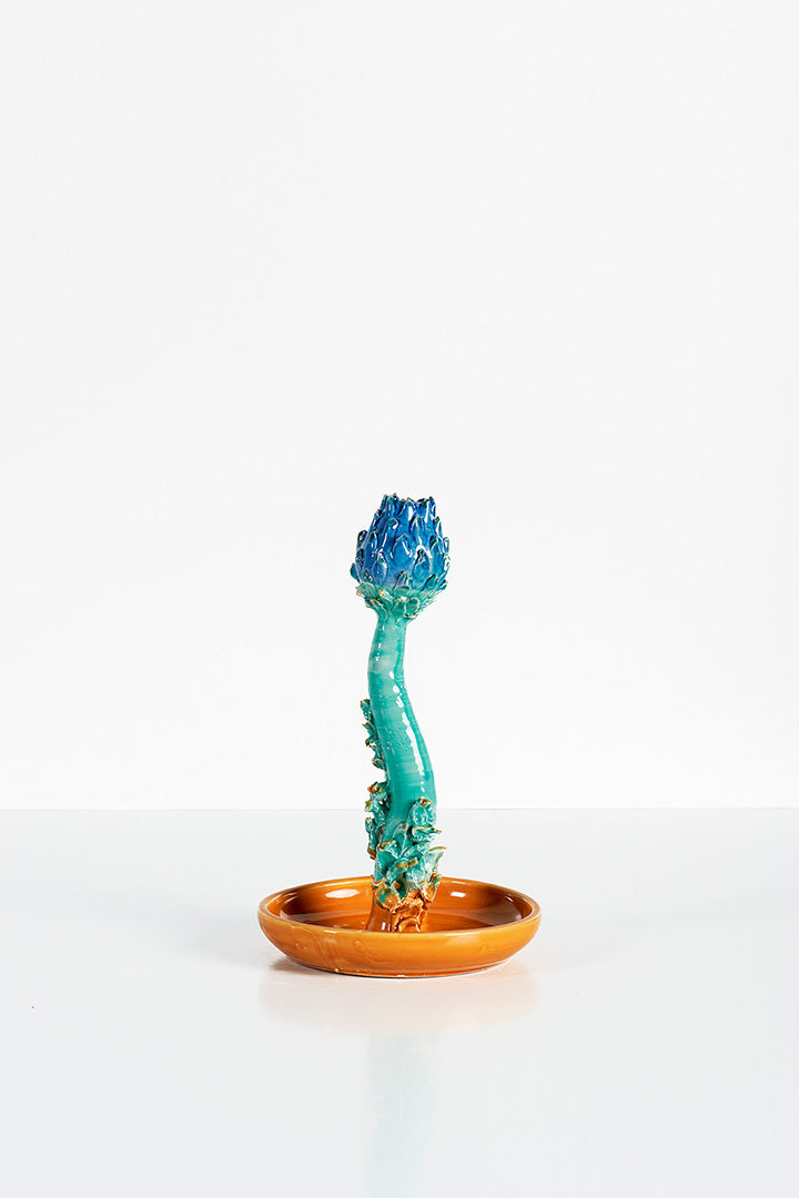 Candleholder Artichoke I (yellow and light blue)