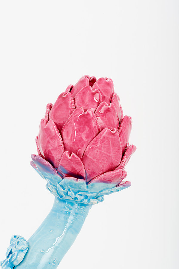 Candleholder Artichoke (pink, blue and light blue)